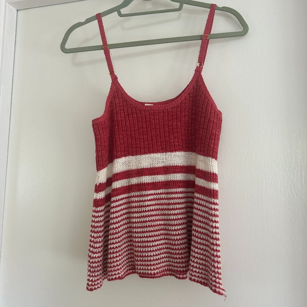 Anthropologie Red Knit Tank Top